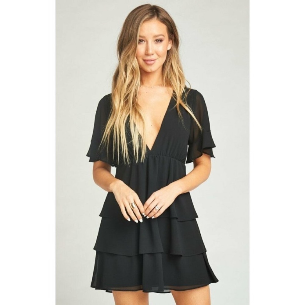 Show Me Your Mumu Black Chiffon Dulce Mini Dress NWOT